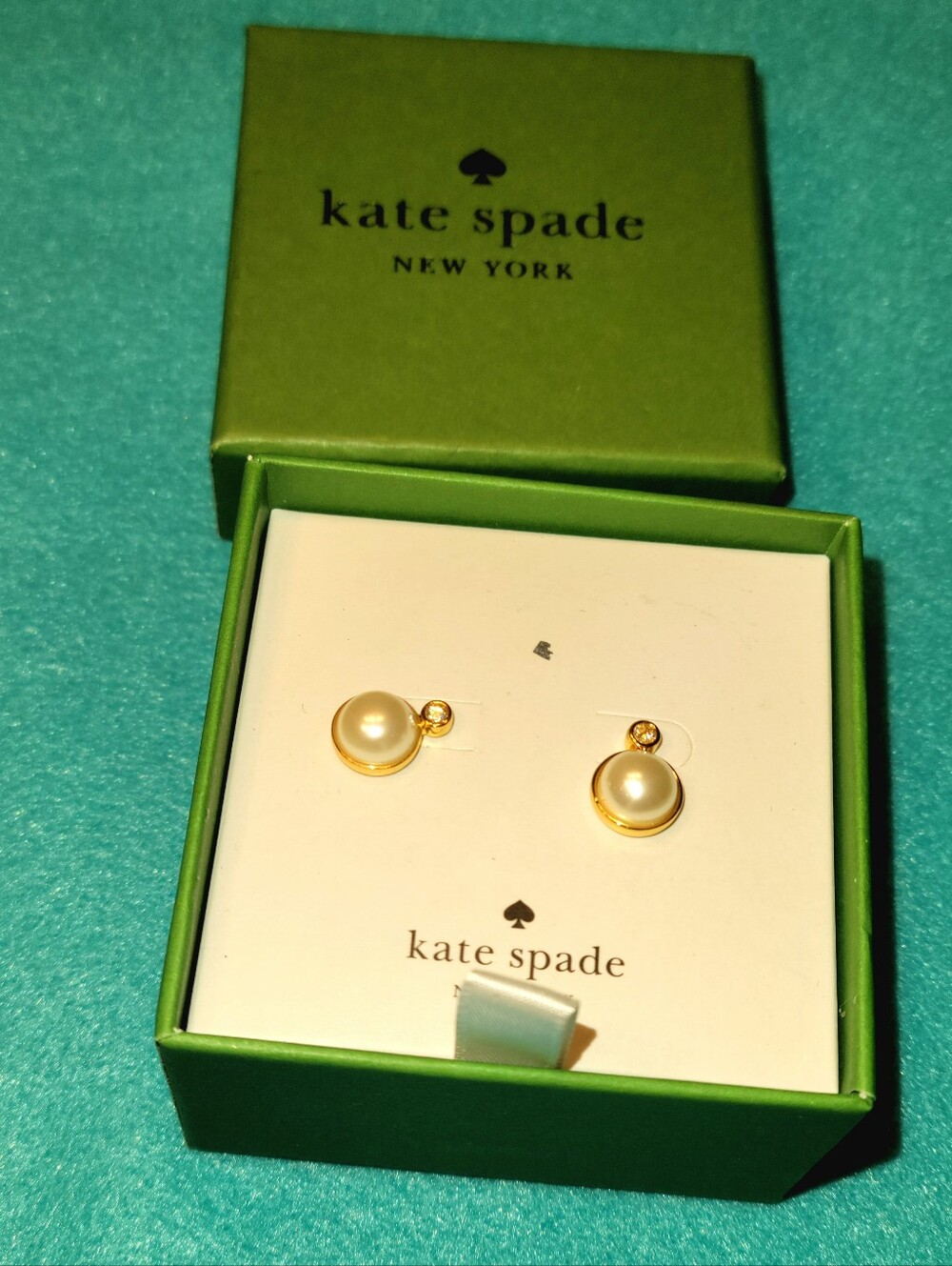 kate spade Gold and Cream Pearl Drop Stud Earrings